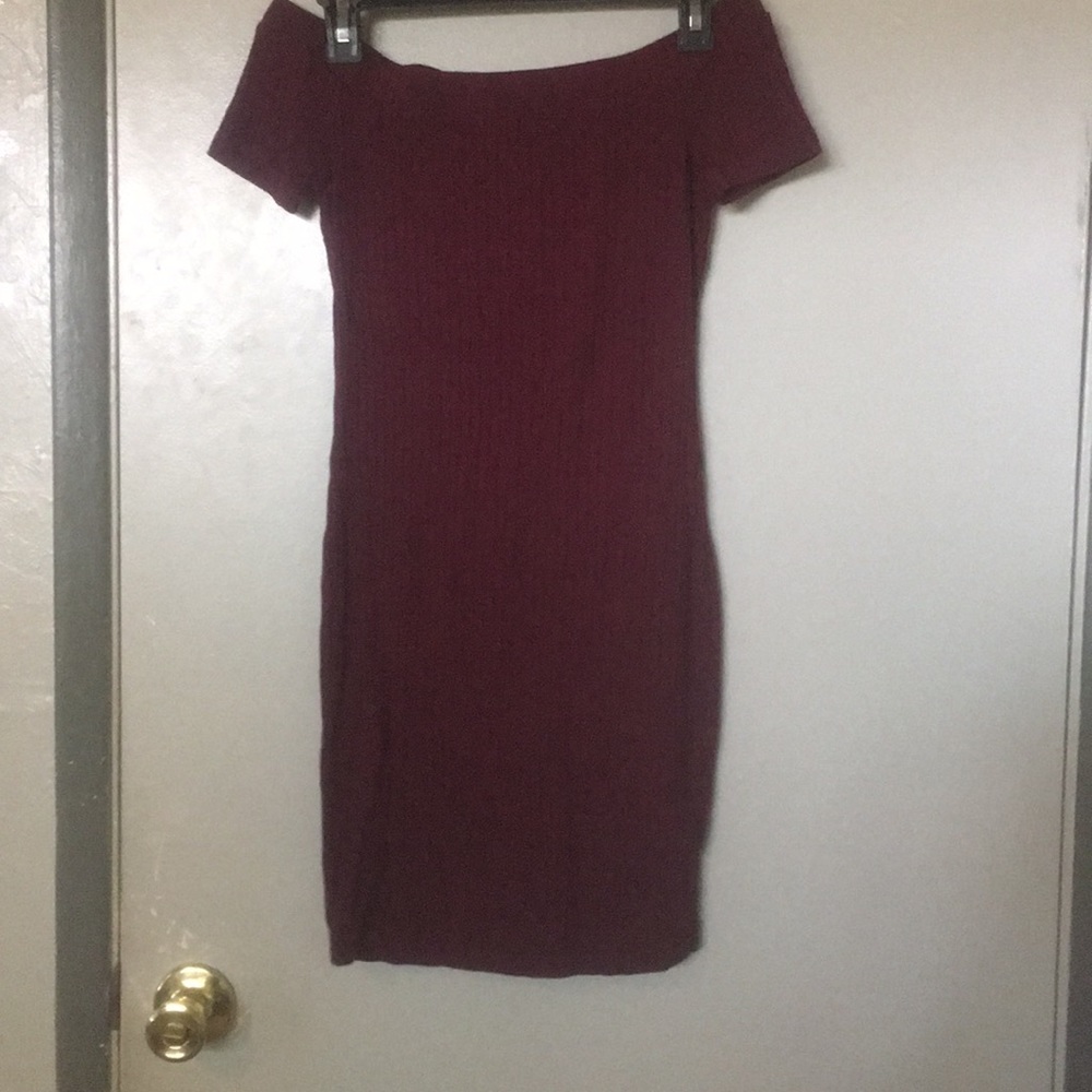 Burgundy slim dress